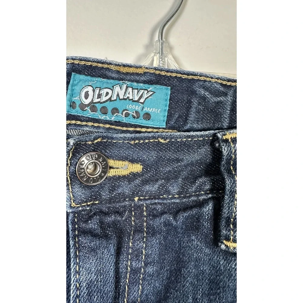 Old Navy Kids Loose Ample Blue Jeans 12 Husky Denim Cotton Zip Flat Front